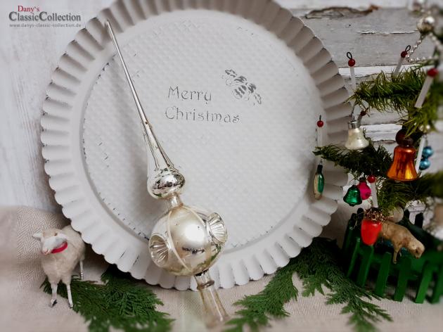 Silberne Reflex-Baumspitze 30 cm ~ alte Christbaumspitze ~ 3 Einstiche ~ Weihnachten ~ Weihnachtsbaum