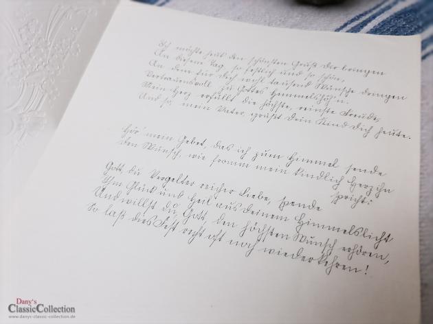 Antiker Schmuckbrief ~ Geprägt und lithografiert ~ Brief von Tochter an Vater ~ mit Rosen umrahmt ~ hw3959b3