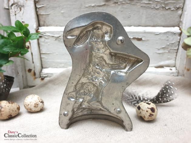 Alte Schokoladenform Hase 13 cm ~ Riecke & Co. ~ Osterhase stehend mit Korb ~ Vintage Osterdeko ~ Frohe Ostern ~ Vintage Ostern ~hx4457