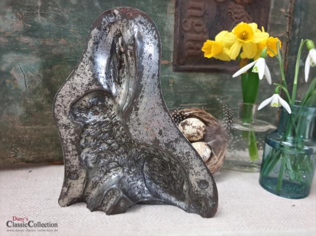 Halbe shabby Hasen Schokoladenform 15,5 cm ~ Osterhase hockend ~ Vintage Osterdekoration ~ Frohe Ostern ~ Vintage Ostern ~ hx4115ha1