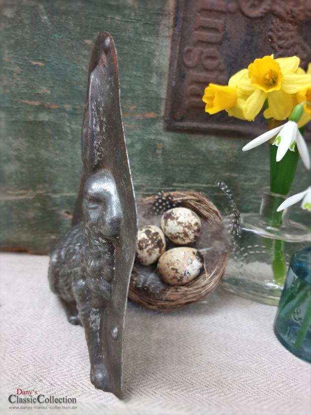 Halbe shabby Hasen Schokoladenform 15,5 cm ~ Osterhase hockend ~ Vintage Osterdekoration ~ Frohe Ostern ~ Vintage Ostern ~ hx4115ha1