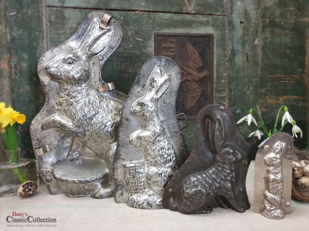 Halbe shabby Hasen Schokoladenform 15,5 cm ~ Osterhase hockend ~ Vintage Osterdekoration ~ Frohe Ostern ~ Vintage Ostern ~ hx4115ha1