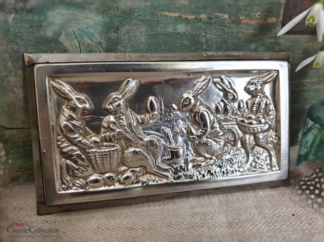 Schokoladentafel 17,5 x 9 cm ~ Hasenpicknick ~ Anton Reiche 6695 ~ Made in Germany ~ Vintage Schokoladenform ~ Alte Flachform ~ hx4506