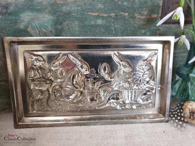 Schokoladentafel 17,5 x 9 cm ~ Hasenpicknick ~ Anton Reiche 6695 ~ Made in Germany ~ Vintage Schokoladenform ~ Alte Flachform ~ hx4506