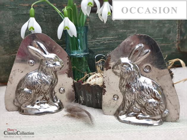 Alte Schokoladenform Hase 9 cm ~ kleiner Osterhase hockend ~ Vintage Osterdeko ~ Frohe Ostern ~ Shabby Ostern ~ Occasion ~ hx4472