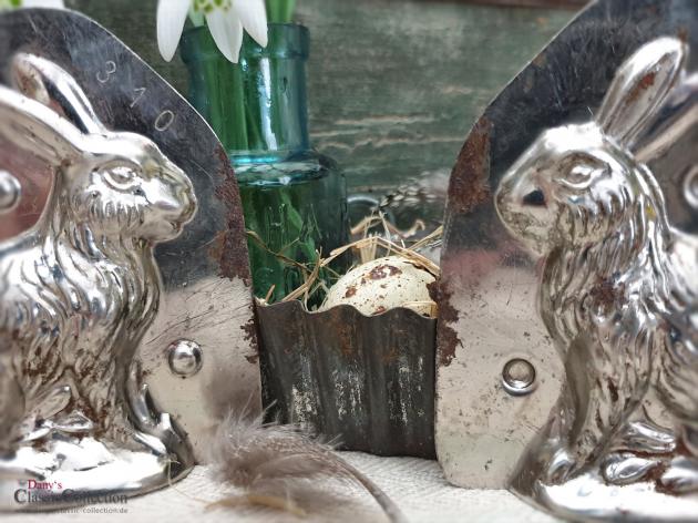 Alte Schokoladenform Hase 9 cm ~ kleiner Osterhase hockend ~ Vintage Osterdeko ~ Frohe Ostern ~ Shabby Ostern ~ Occasion ~ hx4472