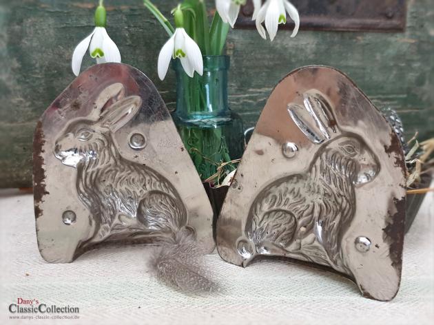 Alte Schokoladenform Hase 9 cm ~ kleiner Osterhase hockend ~ Vintage Osterdeko ~ Frohe Ostern ~ Shabby Ostern ~ Occasion ~ hx4472