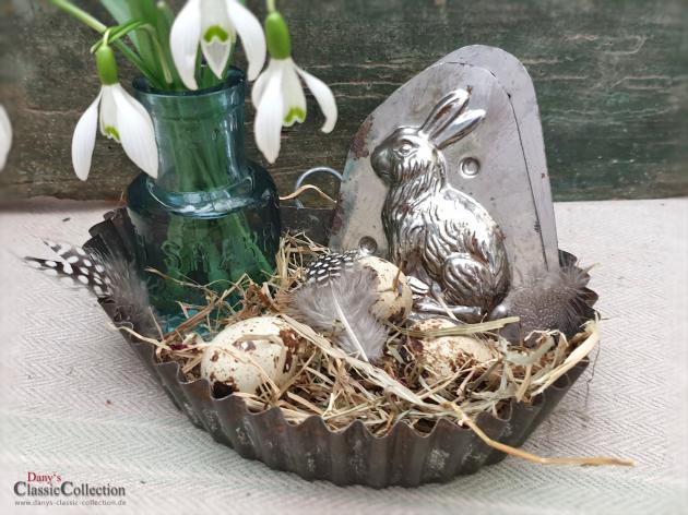 Alte Schokoladenform Hase 9 cm ~ kleiner Osterhase hockend ~ Vintage Osterdeko ~ Frohe Ostern ~ Shabby Ostern ~ Occasion ~ hx4472