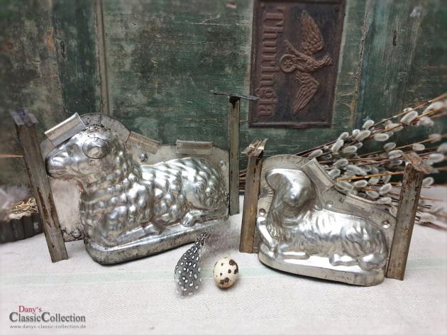 RESERVIERT ! Lamm Backform DUO ~ Vintage Biskuitformen ~ Osterlämmer liegend