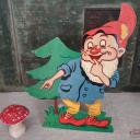 Lachender Zwerg mit Rauschebart und Zipfelmütze ~ Papp-Aufsteller ~ Original Papier ~ Vintage Kinderzimmer Deko ~ Sammlerstück ~ hy5084