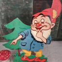 Lachender Zwerg mit Rauschebart und Zipfelmütze ~ Papp-Aufsteller ~ Original Papier ~ Vintage Kinderzimmer Deko ~ Sammlerstück ~ hy5084