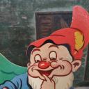 Lachender Zwerg mit Rauschebart und Zipfelmütze ~ Papp-Aufsteller ~ Original Papier ~ Vintage Kinderzimmer Deko ~ Sammlerstück ~ hy5084
