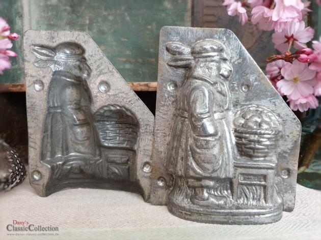 Seltene Schokoladenform ~ Häsin vor Stuhl mit Eierkorb 12 cm ~ Vintage Osterdeko ~ Frohe Ostern ~ Antikes Sammlerstück ~ hy5130