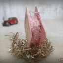Beglimmerte Uhr ~ Antiker Christbaumschmuck ~ Karton mit Venezianischem Tau ~ Zifferblatt-Oblate ~ hy5906