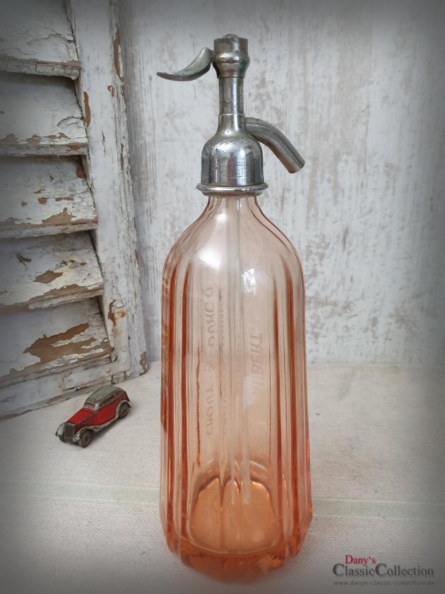 Soda Siphon lachs farben geätzt ~ alt rosa Sodaflasche ~ Seltzer Flasche ~ Industrial Home ~ Loft Design ~ Vintage Interior ~ hy5769