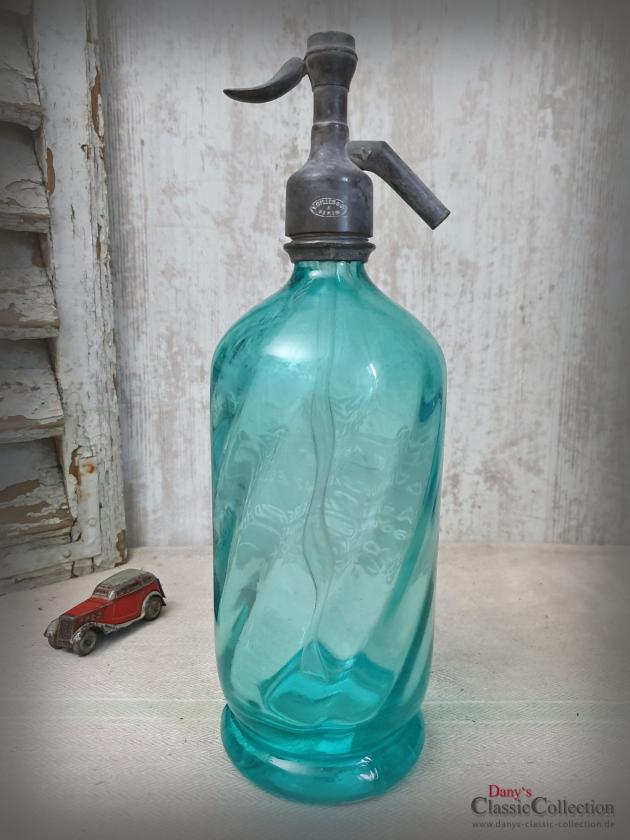 Soda Siphon türkis grün geätzt ~ Sodaflasche ~ Seltzer Flasche ~ Industrial Home ~ Loft Design ~ Vintage Interior ~ hy5774