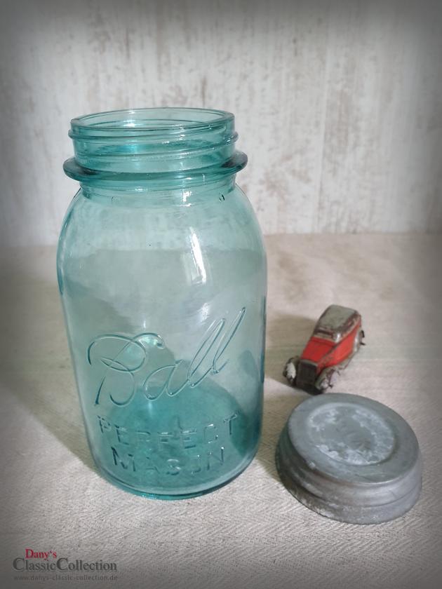VERKAUFT ! Ball Mason Vorratsglas ~ blaues Glas ~ Amerika ~ Vintage Küchendeko ~ Aufbewahrung ~ hy5811