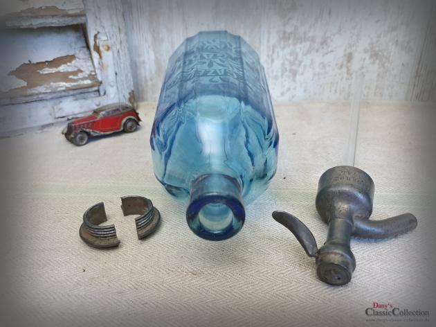 Blauer Soda Siphon geätzt ~ zylindrische Sodaflasche ~ Wasserspender ~ Seltzer Flasche ~ Industrial Home ~ Loft ~ Vintage Interior ~ hy5777