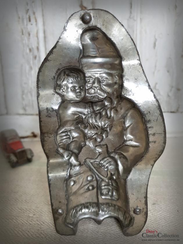 1930s Kutzscher Schokoladenform 17 cm ~ Nikolaus-Form ~ antike Metallform ~ Patisserie ~ Santa ~ antikes Sammlerstück ~ Vintage Home ~ hy5402