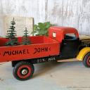 Toller großer Holzlaster ~ Ladefläche kippbar ~ Vintage Spielzeug ~ Holzspielzeug ~ Chippy painted wooden toy truck ~ ht2744
