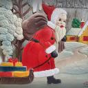 Dresdner Pappe geprägt ~ Nikolaus ~ Reh ~ Geschenke ~ Schlitten ~ A Merry Christmas ~ Vintage Weihnachtsdeko ~ Frohe Weihnachten ~ hy5074