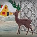 Dresdner Pappe geprägt ~ Nikolaus ~ Reh ~ Geschenke ~ Schlitten ~ A Merry Christmas ~ Vintage Weihnachtsdeko ~ Frohe Weihnachten ~ hy5074