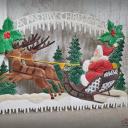 Dresdner Pappe geprägt ~ Nikolaus auf Rentier-Schlitten ~ A Merry Christmas ~ Weihnachtsdeko ~ Frohe Weihnachten ~ Vintage ~ hy5047