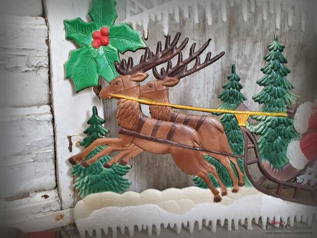 Dresdner Pappe geprägt ~ Nikolaus auf Rentier-Schlitten ~ A Merry Christmas ~ Weihnachtsdeko ~ Frohe Weihnachten ~ Vintage ~ hy5047