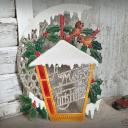 Dresdner Pappe geprägt ~ Vogelhaus verschneit ~ Ilex ~ Vögel ~ A Merry Christmas ~ Vintage Weihnachtsdeko ~ Frohe Weihnachten ~ hy5077