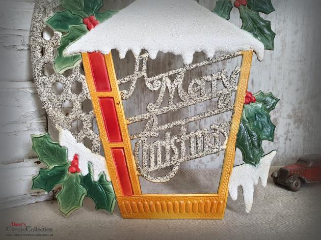 Dresdner Pappe geprägt ~ Vogelhaus verschneit ~ Ilex ~ Vögel ~ A Merry Christmas ~ Vintage Weihnachtsdeko ~ Frohe Weihnachten ~ hy5077