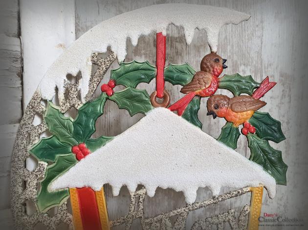 Dresdner Pappe geprägt ~ Vogelhaus verschneit ~ Ilex ~ Vögel ~ A Merry Christmas ~ Vintage Weihnachtsdeko ~ Frohe Weihnachten ~ hy5077