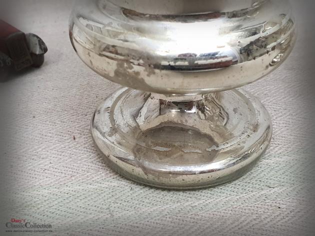 Antiker Bauernsilber Kelch ~ 15 cm ~ weiße Bemalung ~ Silberglas ~ Vintage interior ~ Brocante home style ~ Landhaus Deko ~ hy6125