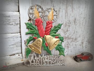 Dresdner Pappe geprägt ~ Glocken ~ Kerzen ~ Ilex ~ A Merry Christmas ~ Weihnachtsdeko ~ Frohe Weihnachten ~ Fensterdeko ~ hw3892kg