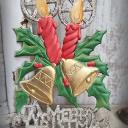 Dresdner Pappe geprägt ~ Glocken ~ Kerzen ~ Ilex ~ A Merry Christmas ~ Weihnachtsdeko ~ Frohe Weihnachten ~ Fensterdeko ~ hw3892kg