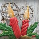 Dresdner Pappe geprägt ~ Glocken ~ Kerzen ~ Ilex ~ A Merry Christmas ~ Weihnachtsdeko ~ Frohe Weihnachten ~ Fensterdeko ~ hw3892kg
