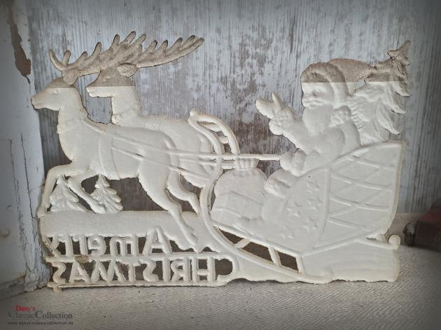 Dresdner Pappe geprägt ~ Nikolaus auf Rentier-Schlitten ~ A Merry Christmas ~ Weihnachtsdeko ~ Frohe Weihnachten ~ Vintage ~ hy5055s1