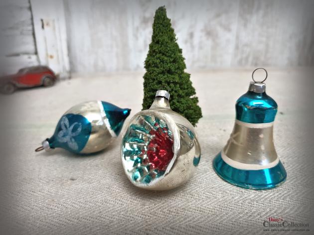 Christbaumschmuck antik ~ Baumschmuck aus Glas ~ Glocke Olive Reflexkugel ~ Weihnachtsschmuck ~ Vintage Weihnacht ~ Weihnachtsbaum ~ hw3107