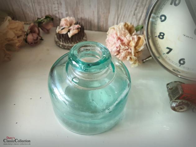 Antike SWAN Tinten Flasche ~ Pressglas aquamarin ~ dickes altes Glas ~ Vintage Glasvase ~ Shabby Deko ~ hz6427si1