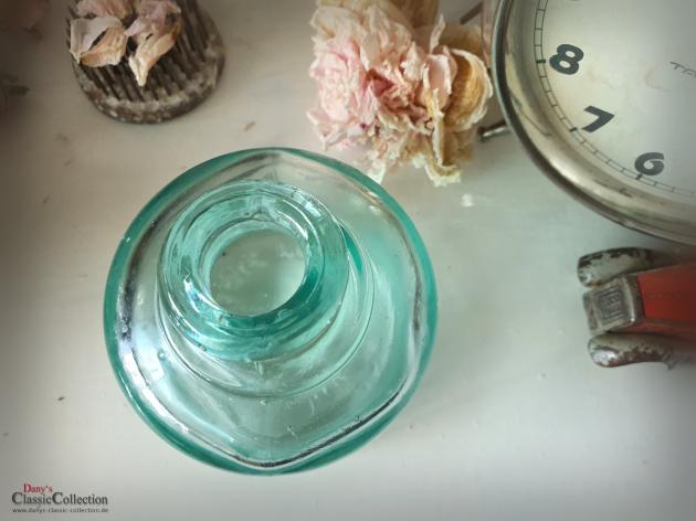 Antike SWAN Tinten Flasche ~ Pressglas aquamarin ~ dickes altes Glas ~ Vintage Glasvase ~ Shabby Deko ~ hz6427si1