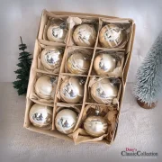 12er Box Christbaumkugeln silber antik Weihnachtskugeln Baumschmuck Nostalgie am Weihnachtsbaum Frohe Weihnachten Baumbehang
