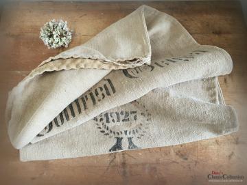 Leinensack von 1927 ~ Getreidesack ~ Mehlsack ~ Bauernhaus ~ Tischläufer rustikal ~ Grain sack ~ Vintage Landhaus Deko ~ hb1066
