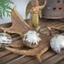3er Set Christbaumkugeln  silber ~ alter Christbaumschmuck ~ Vintage Weihnacht ~ hs2094