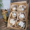 6er Set Christbaumkugeln  silber ~ alter Christbaumschmuck ~ Vintage Weihnacht ~ hs2100