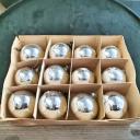 RESERVIERT! 12er Kiste Christbaumkugeln  silber ~ alter Christbaumschmuck ~ Vintage Weihnacht ~ ht2887