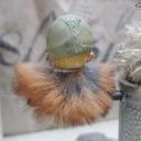 Porzellankopf auf Clip mit Pelzkragen ~ Mädchen mit Haube ~ Biskuitporzellan ~ Seltener deutscher Christbaumschmuck ~ hw3785