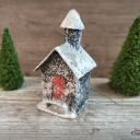Kirche Weihnachtsornament ~ Christbaumschmuck alt ~ Karton beglimmert ~ Grantsplitter ~ Baumanhänger ~ Weihnachtsbaum ~ Baumschmuck ~ hw3662