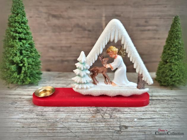 VERKAUFT ! Bakelit Kerzenhalter ~ Engel mit Rehlein ~ Kerzenständer alt ~ Vintage Weihnachten ~ hx4535