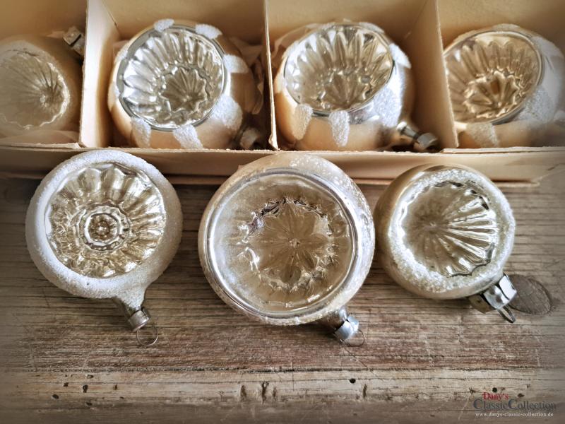 RESERVIERT! 12er Kiste Christbaumkugeln  silber ~ alter Christbaumschmuck ~ Vintage Weihnacht ~ hs2150