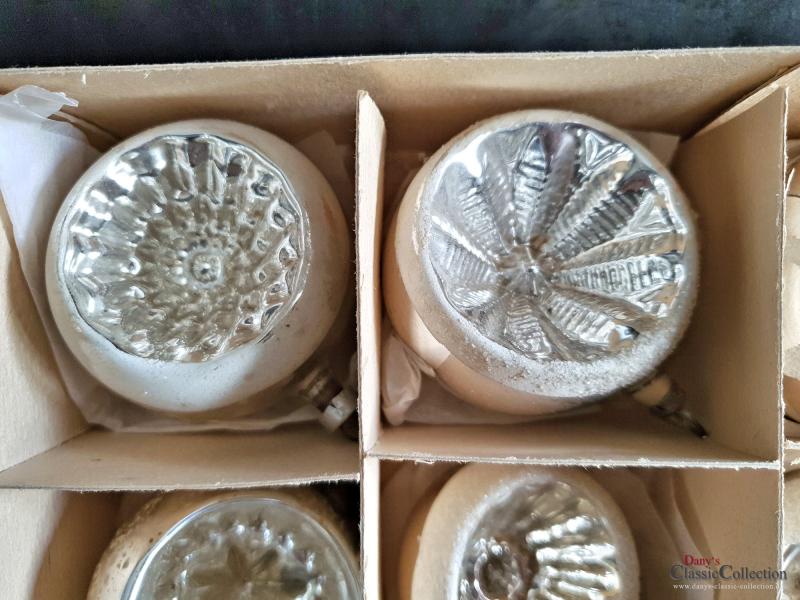 RESERVIERT! 12er Kiste Christbaumkugeln  silber ~ alter Christbaumschmuck ~ Vintage Weihnacht ~ hs2150