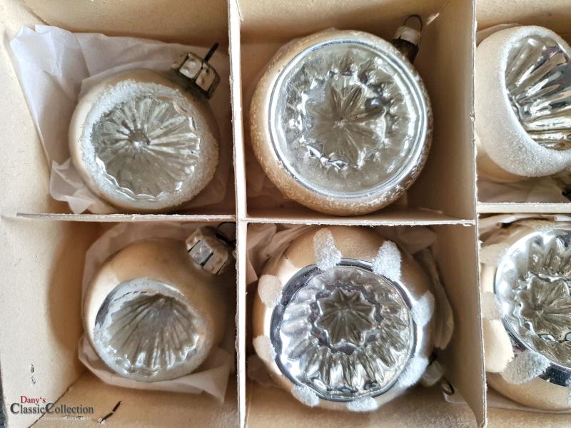RESERVIERT! 12er Kiste Christbaumkugeln  silber ~ alter Christbaumschmuck ~ Vintage Weihnacht ~ hs2150
